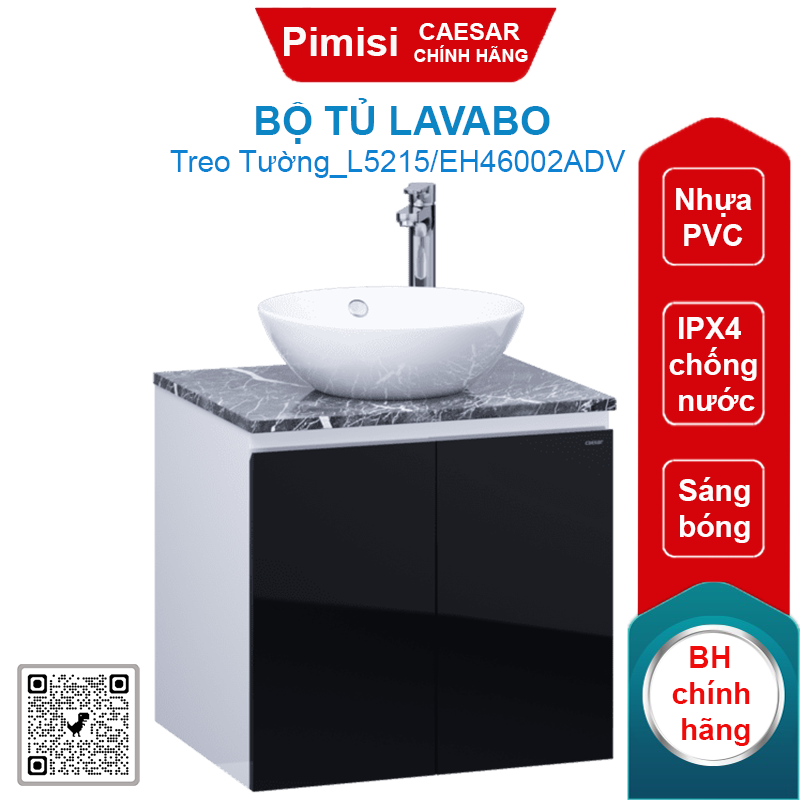 Bộ tủ lavabo Caesar L5215/EH46002ADV chậu rửa đặt bàn