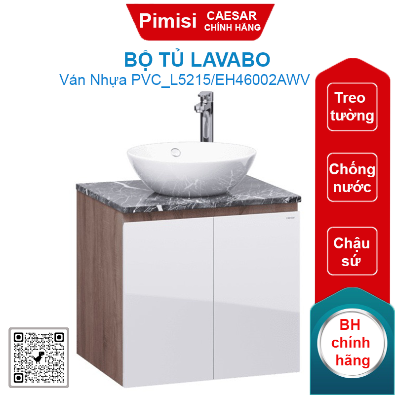 Bộ tủ lavabo Caesar L5215/EH46002AWV chậu rửa đặt bàn