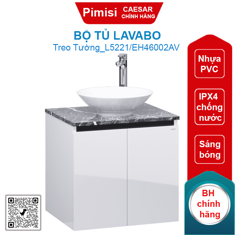 Bộ tủ lavabo Caesar L5221/EH46002AV chậu đặt bàn
