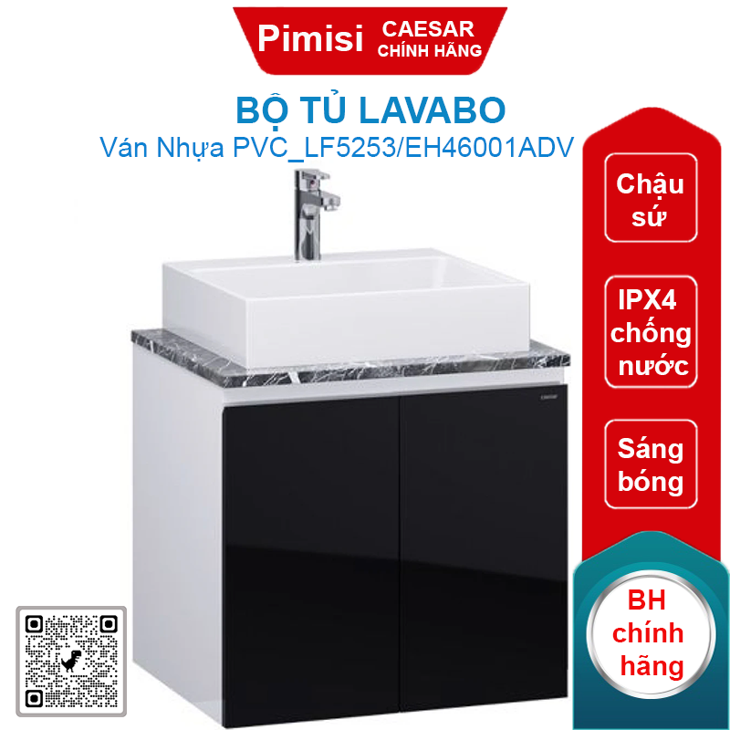 Bộ tủ lavabo Caesar LF5253/EH46001ADV chậu đặt bàn