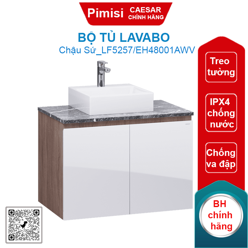 Bộ tủ lavabo Caesar LF5257/EH48001AWV chậu đặt bàn