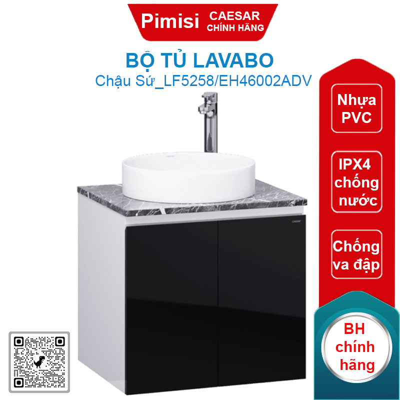 Bộ tủ lavabo Caesar LF5258/EH46002ADV chậu đặt bàn
