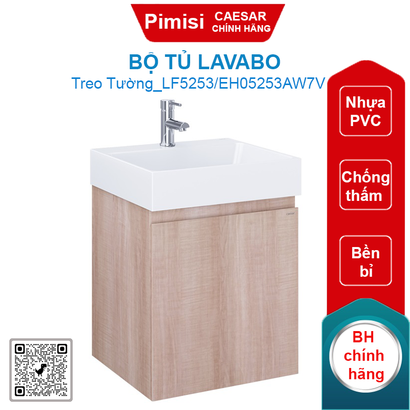 Bộ tủ lavabo treo tường Caesar LF5253/EH05253AW7V màu trắng