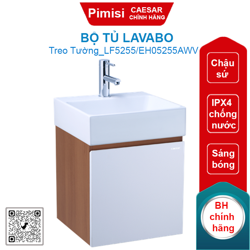 Bộ tủ lavabo treo tường Caesar LF5255/EH05255AWV màu trắng