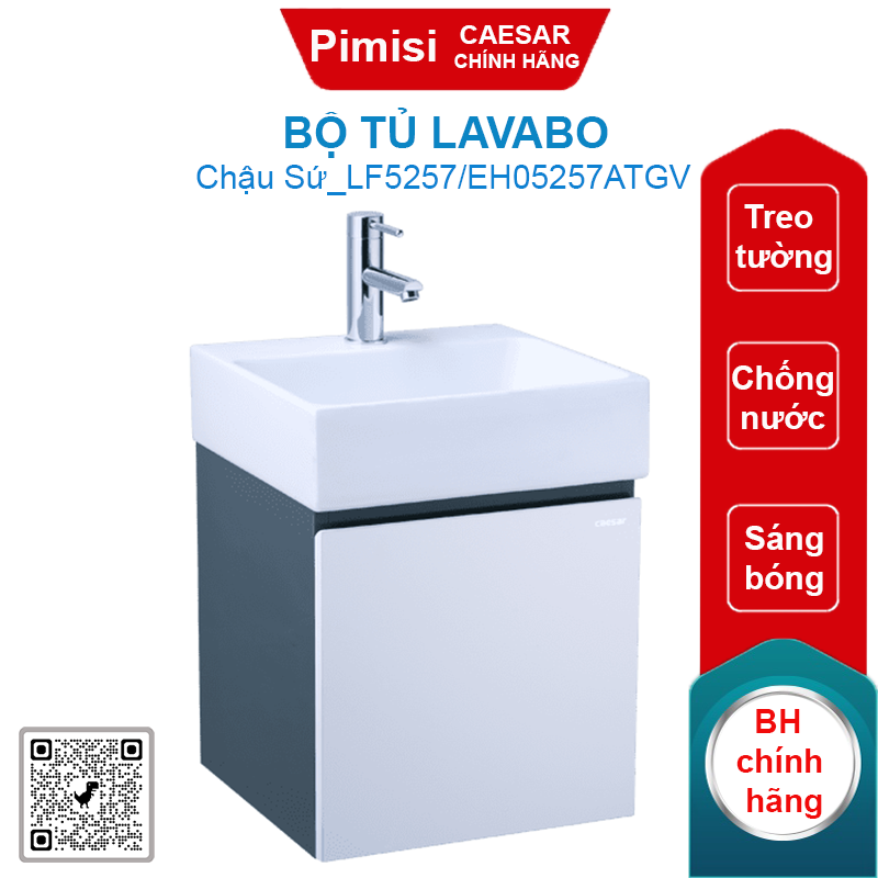 Bộ tủ lavabo treo tường Caesar LF5257/EH05257ATGV màu trắng