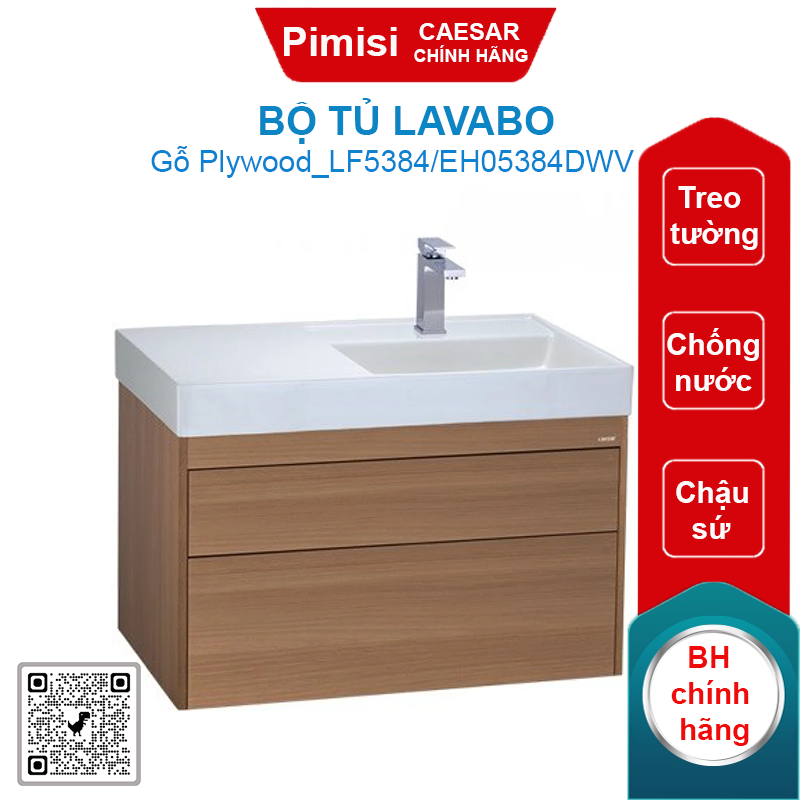 Bộ tủ lavabo treo tường Caesar LF5384/EH05384DWV vân gỗ