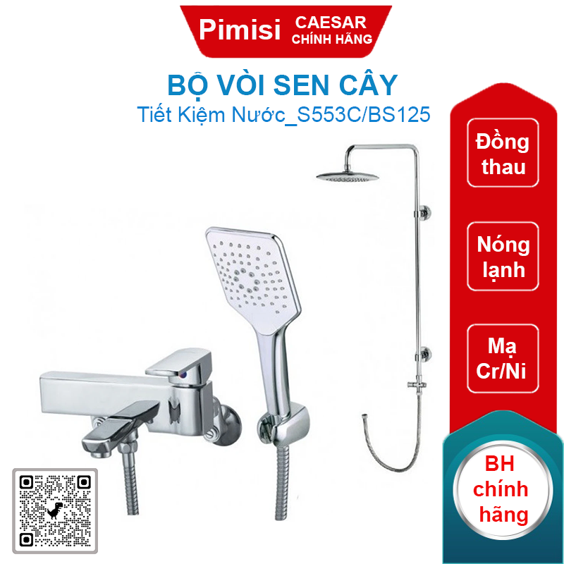 Bộ vòi sen cây CAESAR S553C/BS125 nóng lạnh