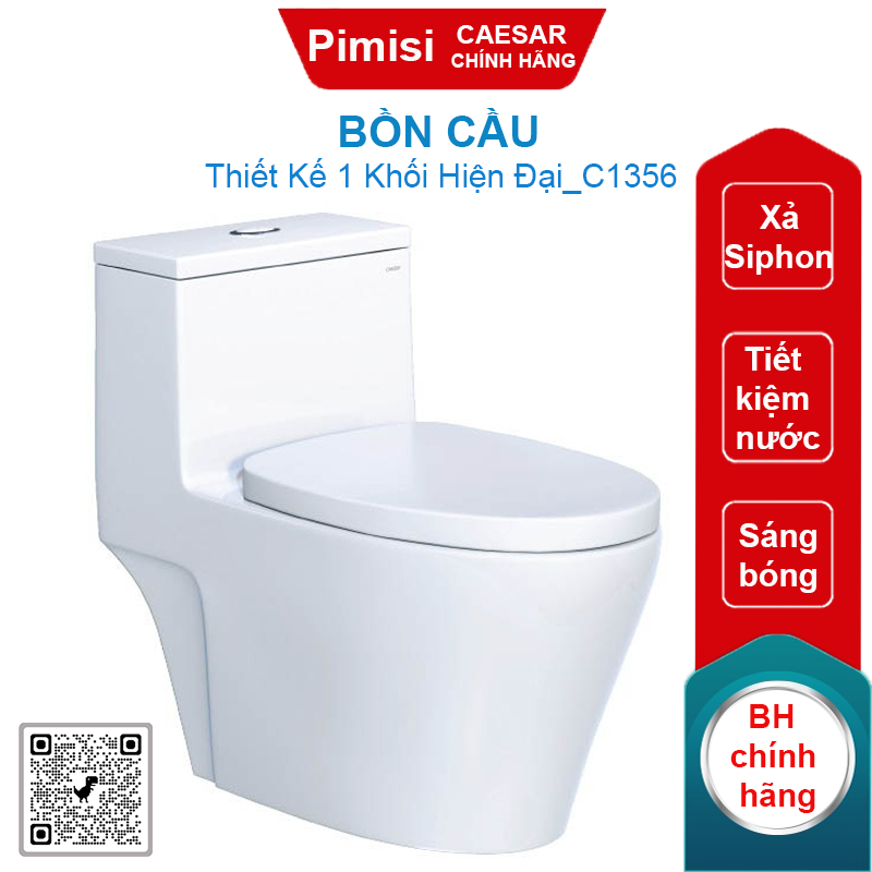 Bồn cầu Caesar C1356 1 khối nắp êm