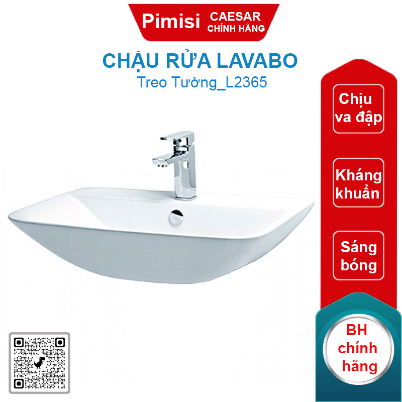 Chậu rửa lavabo Caesar L2365 treo tường 600x480 mm