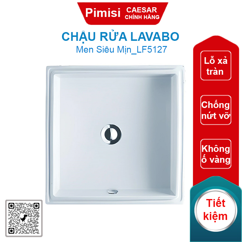 Chậu rửa lavabo Caesar LF5127 âm bàn hình vuông