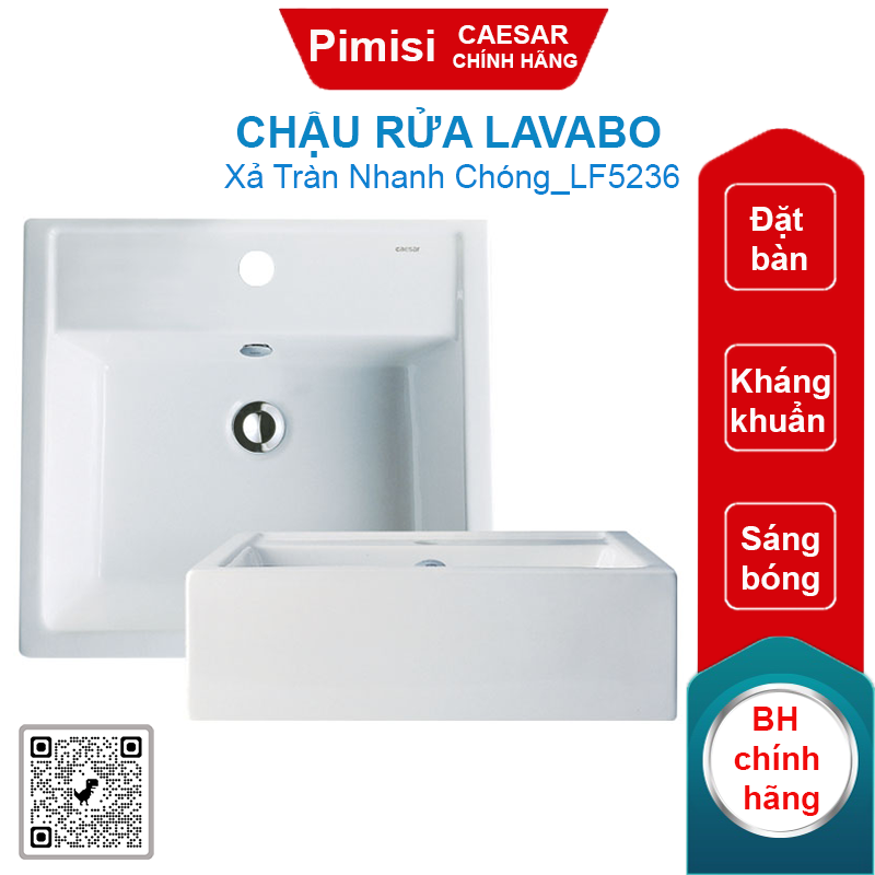 Chậu rửa lavabo Caesar LF5236 đặt bàn chữ nhật