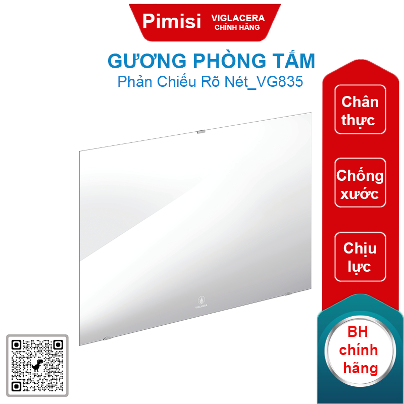 Gương phòng tắm Viglacera VG835 gắn tường 600x900mm