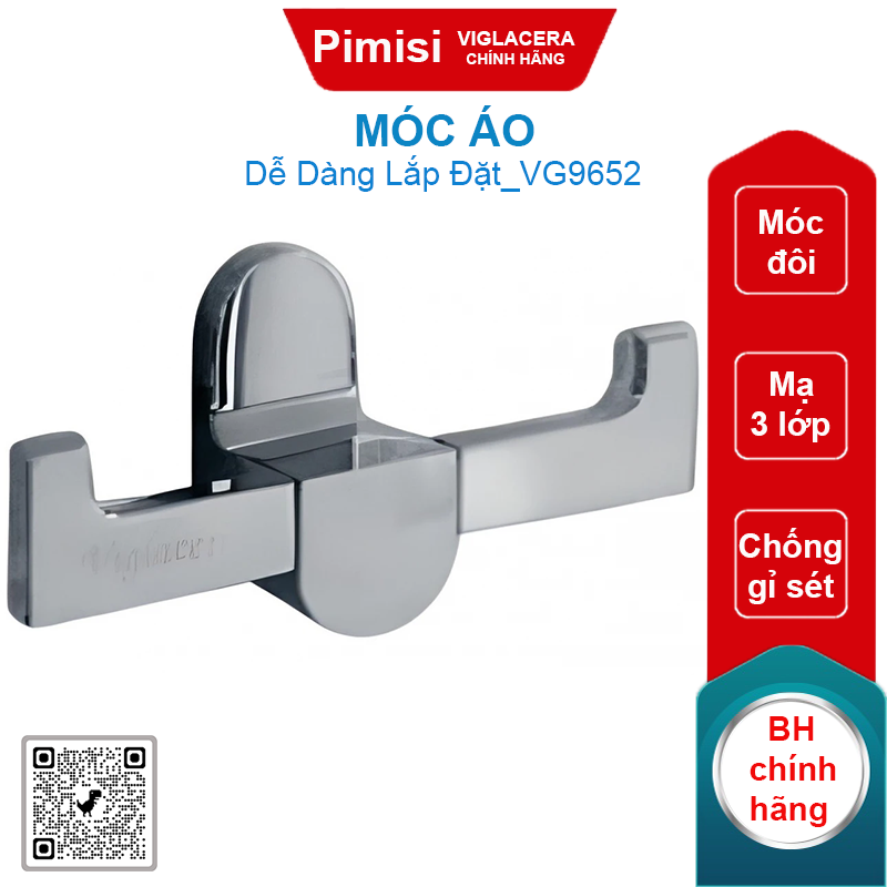 Móc áo Viglacera VG9652 đôi mạ 3 lớp