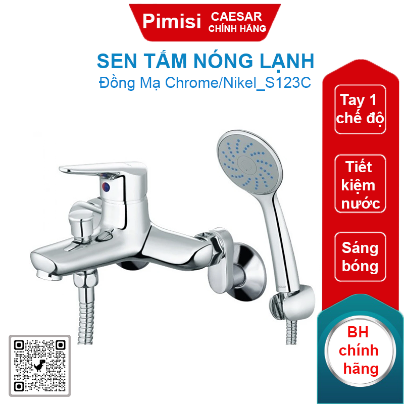 Sen tắm nóng lạnh Caesar S123C đồng thau tay 1 chế độ