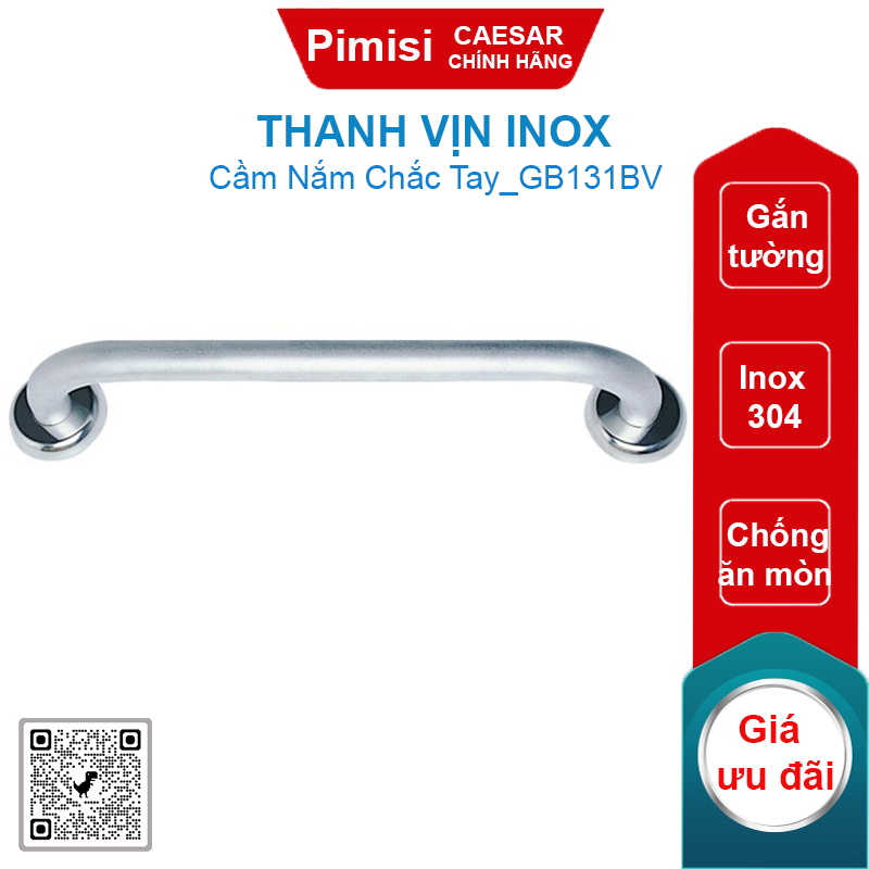 Thanh vịn Inox CAESAR GB131BV gắn tường Ø32 420mm