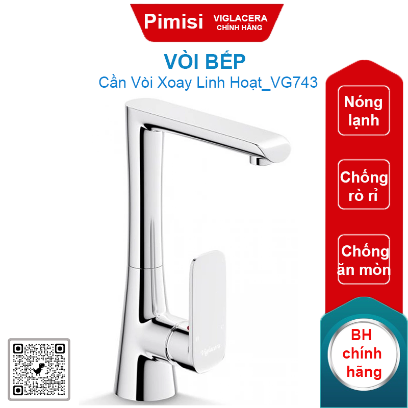 Vòi bếp Viglacera VG743 nóng lạnh gắn chậu