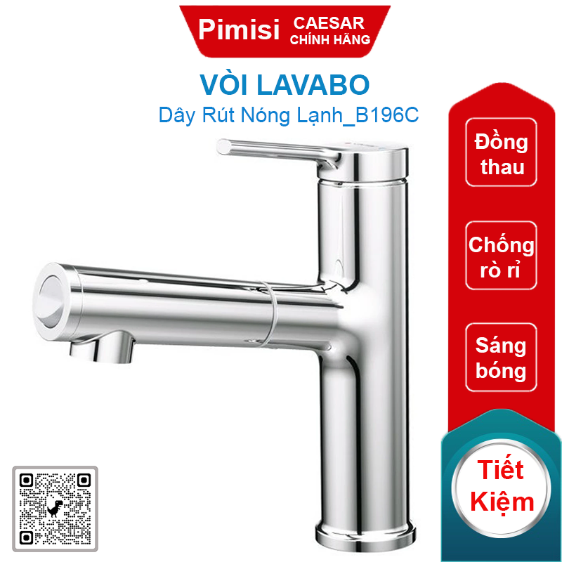 Vòi lavabo CAESAR B196C nóng lạnh dây rút
