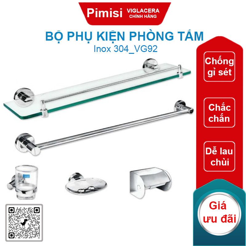 Bộ phụ kiện Viglacera VG92 (VGPK02) inox cho phòng tắm