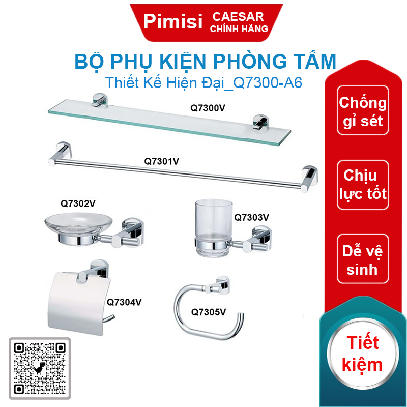 Bộ phụ kiện phòng tắm Caesar Q7300-A6 inox 304