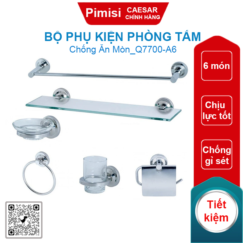 Bộ phụ kiện phòng tắm Caesar Q7700-A6 6 món inox 304