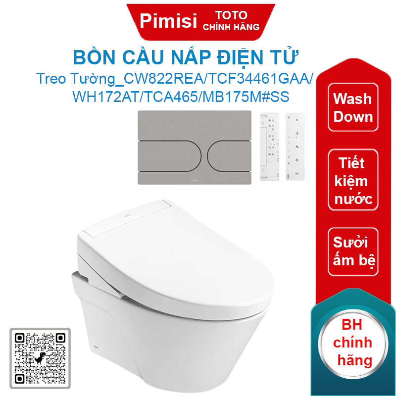 Bồn cầu treo tường TOTO CW822REA/TCF34461GAA/WH172AT/TCA465/MB175M#SS nắp điện tử