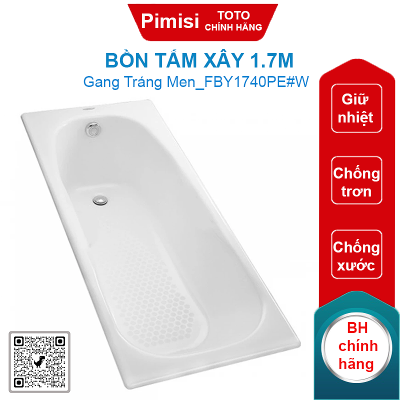 Bồn tắm TOTO FBY1740PE#W xây gang tráng men 1.7M