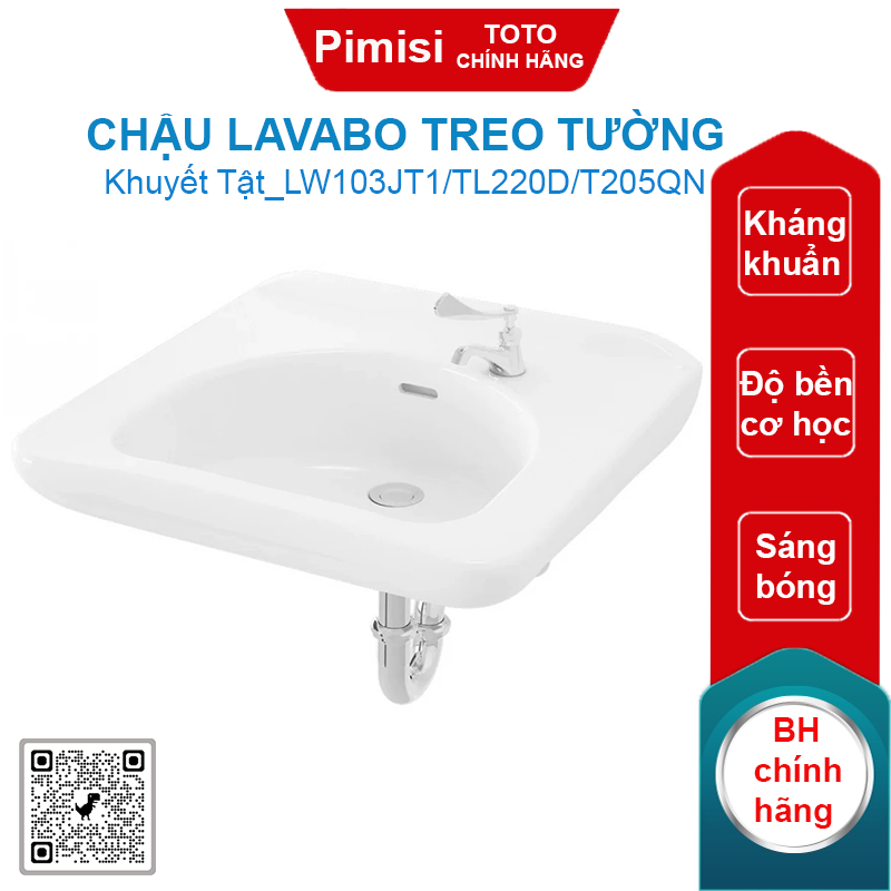 Chậu lavabo TOTO LW103JT1/TL220D/T205QN khuyết tật treo tường