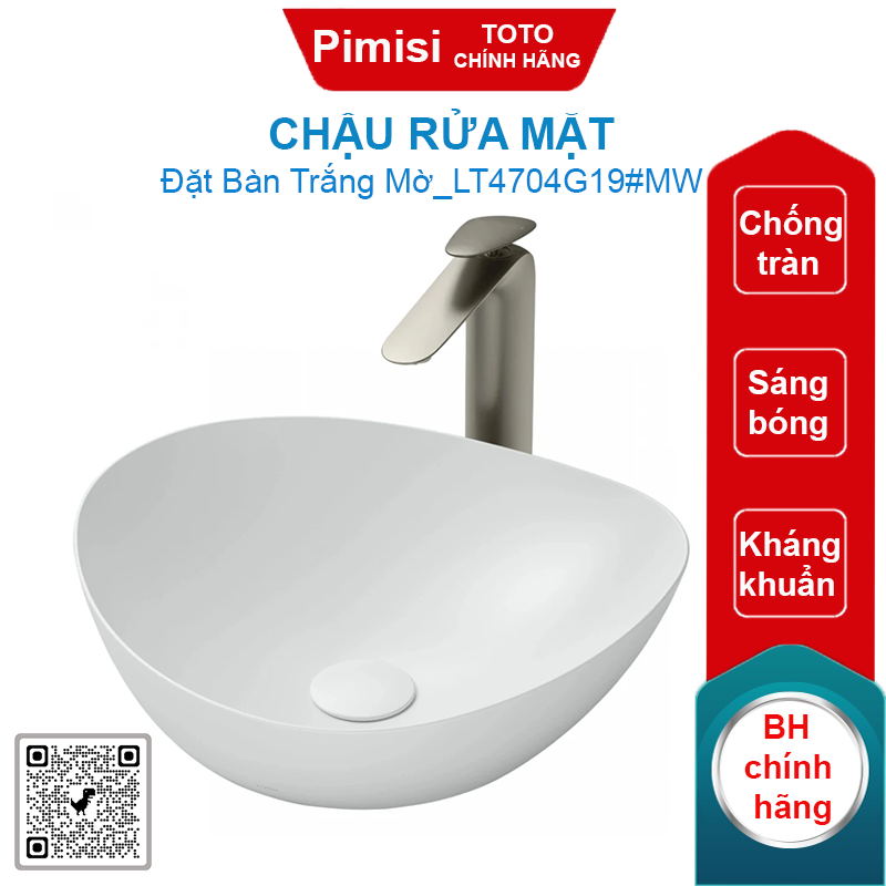 Chậu rửa mặt TOTO LT4704G19#MW đặt bàn trắng mờ