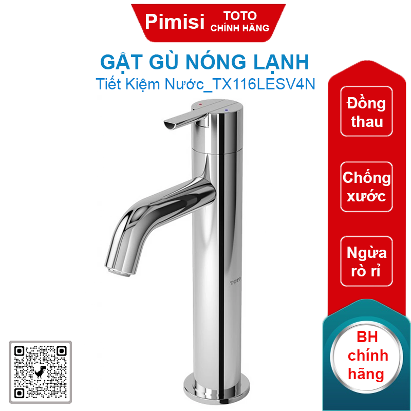 Gật gù nóng lạnh TOTO TX116LESV4N cổ cao