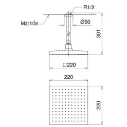 Alternative view of Bát sen gắn trần TOTO DB144-1CR vuông 220mm