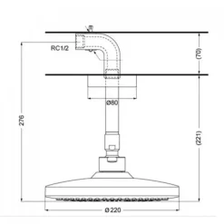 Alternative view of Bát sen gắn trần TOTO TBW01003B1A#MBL màu đen mờ