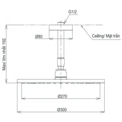 Alternative view of Bát sen gắn trần TOTO TBW07003A1 tròn 300mm dòng G