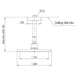 Alternative view of Bát sen gắn trần TOTO TBW08001A1 vuông 200mm dòng G