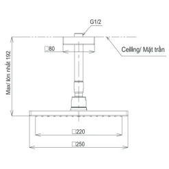 Alternative view of Bát sen gắn trần TOTO TBW08002A1 vuông 250mm dòng G