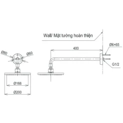 Alternative view of Bát sen gắn tường TOTO TBW07001A tròn 200mm dòng G