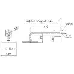 Alternative view of Bát sen gắn tường TOTO TBW08001A vuông 200mm dòng G