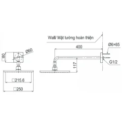 Alternative view of Bát sen gắn tường TOTO TBW08002A vuông 250mm dòng G