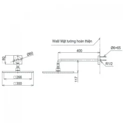 Alternative view of Bát sen gắn tường TOTO TBW08003A#MBL vuông 300mm dòng G màu đen mờ