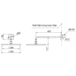 Alternative view of Bát sen gắn tường TOTO TBW08003A vuông 300mm dòng G