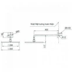 Alternative view of Bát sen gắn tường TOTO TBW08003A#BGP vuông 300mm dòng G màu xám than chì mờ