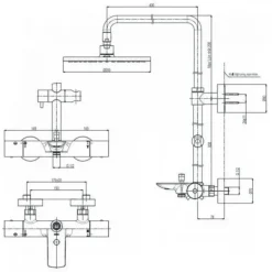 Alternative view of Vòi sen cây TOTO TBW07403A#BFG nhiệt độ xả xô tròn 250mm dòng G vàng pháp mờ