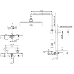 Alternative view of Vòi sen cây TOTO TBW08405A/TBW01010A nhiệt độ xả bồn vuông 300mm
