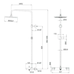 Alternative view of Vòi sen cây TOTO TBW11440V nhiệt độ bát tròn có xả xô