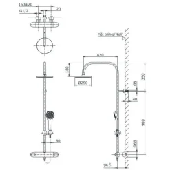 Alternative view of Vòi sen cây TOTO TX454SFV2BRN nhiệt độ