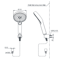 Alternative view of Vòi sen TOTO TBG03302VA/TBW07009A tay sen 3 chế độ
