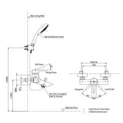 Alternative view of Vòi sen tắm TOTO TBS02302V/TBW01010A nóng lạnh