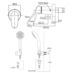 Alternative view of Vòi sen tắm TOTO TBS04101RV/DGH104ZR lạnh