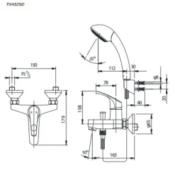 Alternative view of Vòi sen tắm TOTO TX432SD nóng lạnh