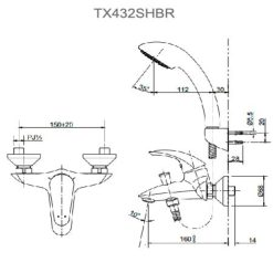 Alternative view of Vòi sen tắm TOTO TX432SHBR nóng lạnh