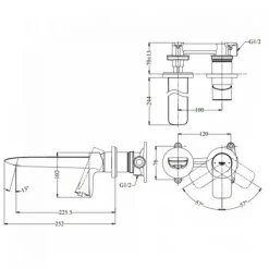 Alternative view of Vòi lavabo Toto TLG04310BB#BFG nóng lạnh âm tường vàng pháp mờ